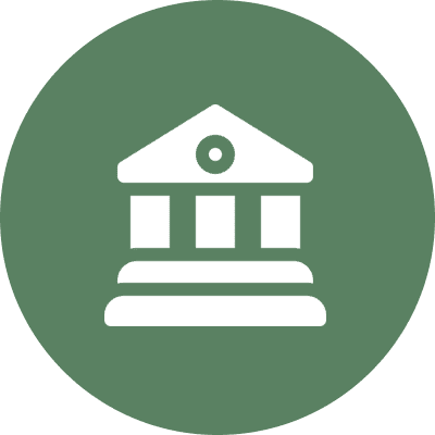 White bank symbol with columns.